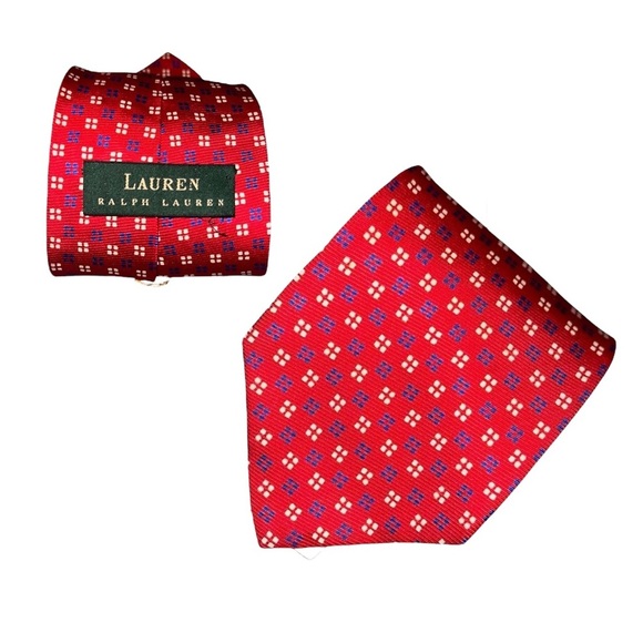 Lauren Ralph Lauren Other - Ralph Lauren LRL Necktie Men’s 100% Silk Red Geometric Made in USA Designer Tie